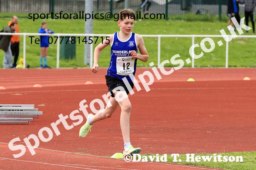 Boys Under-13s 1500 metres 2023 North Eastern Track and Field Champs., Middlesbrough Sports Village, Middlesbrough. Photo: David T. Hewitson/Sports for All Pics